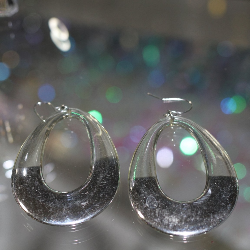 Silver Clear Dangling Earrings